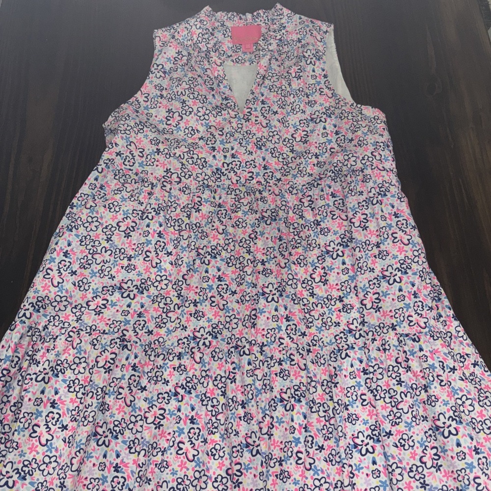 Lilly Pulitzer Novella Tiered Dress Sz M Multi Sun Resort Travel Lined Cotton - Picture 3 of 12